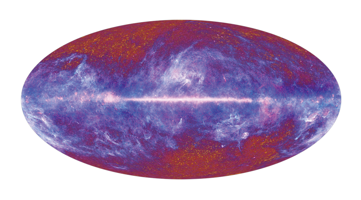 Planck satellite map of temperature fluctuations in the cosmic microwave background (CMB). credit: ESA/ LFI & HFI Consortia