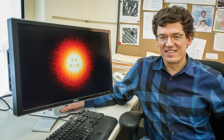 An integral member of the team, Professor Crommie of the physics department supplied the imaging resources and know-how to acquire the striking images of Gorman’s molecules. Credit: Berkeley Lab - Roy Kaltschmidt